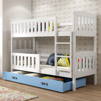 Pat supraetajat 2 persoane Malibu, ALB multifunctional,  90x200x170 cm